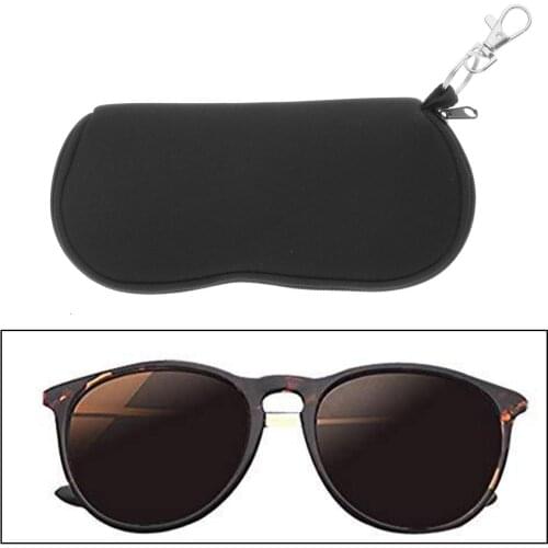 Portable Carabiner Eye Glasses Sunglasses Soft Case Protector Box Holder