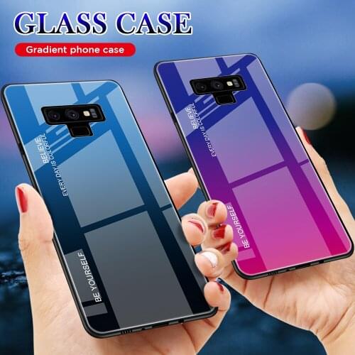 Gradient Case For Samsung Galaxy S10 S10e A9 A7 A8 A6 Plus 2018 A5 2017 J8 S9 S8 J4 J6 Plus Note 10 Plus 9 Tempered Glass Cover