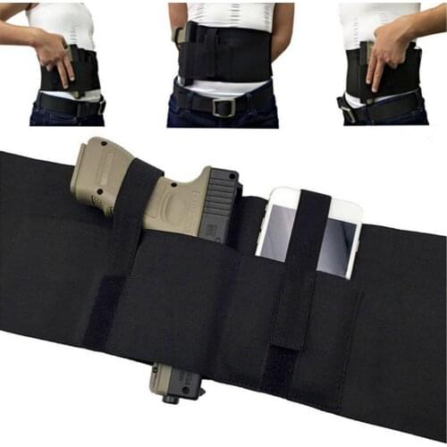 Tactical Concealed Pistol Holster Belly Gun Case Elastic Waist Bag Girdle Belt Gun Pouch Belly Band Outdoor Hunting Accessories
