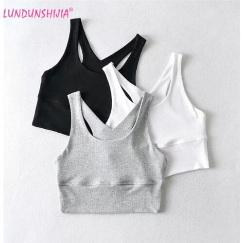 LUNDUNSHIJIA Hot Sale 2021 Summer Women Sexy Sleeveless Tops Fashion Short U-Neck Elastic Tight Tank Tops 3 Colors