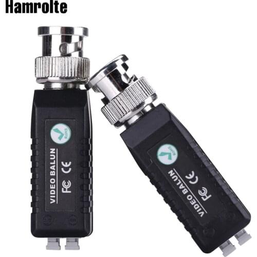 Hamrolte Transceiver Twisted Single Channel Passive Male Connector UTP Video Balun Transceiver for AHD,TVI,CVI,Analog Camera