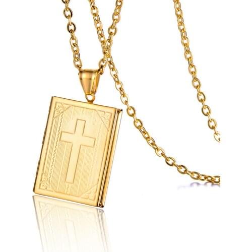 Hip Hop Rock Stainless Steel Can Open Bible Book Pendant Necklaces for Men Jewelry Drop Shipping