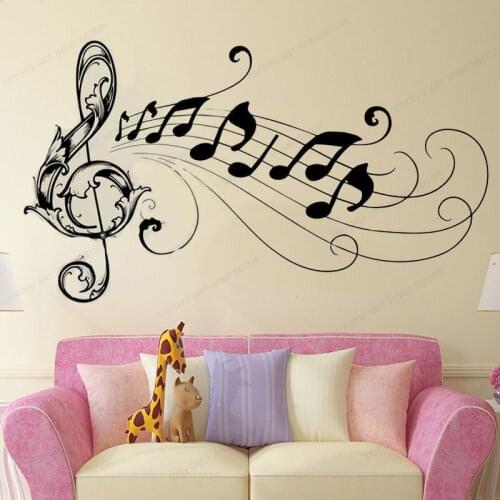Music Note Wall Decal Music Flower decor Music Note Vinyl Wall Sticker Kids Room wall art mural HJ632