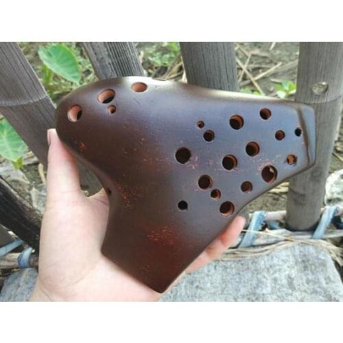 High quality smoked burn multichamber flute three tubes 3-pipes AF ocarina music instrument good sound