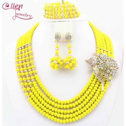 Ellen Jewelry 2017 newest Nigerian Wedding bridal Jewelry Set Costume Jewelry set for women african beads jewelry set N0040