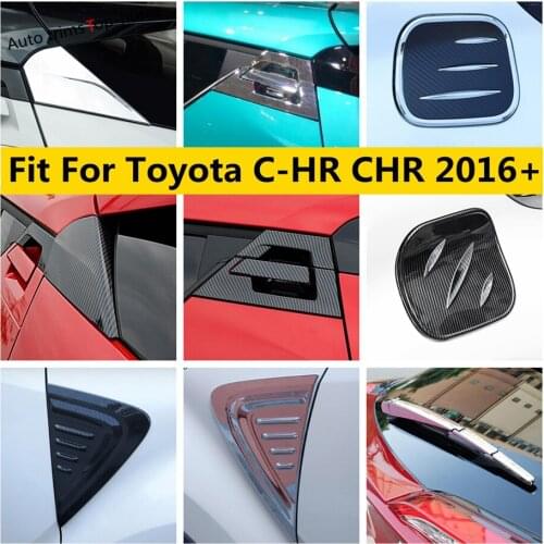 Yimaautotrims Outside Rear Door Pull Doorknob Handle Bowl Frame ABS Carbon Fiber Look Cover Trim For Toyota C-HR CHR 2016 - 2021