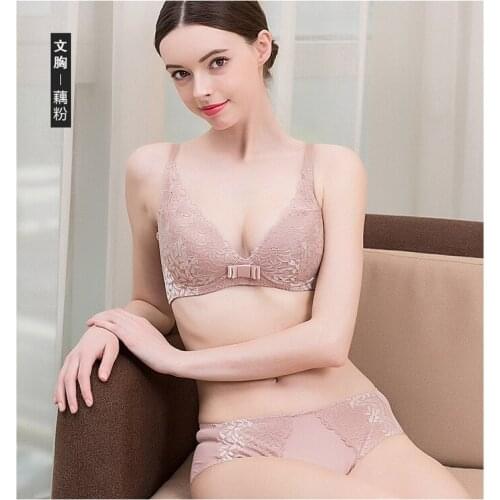 2019 New 100% Natural Silk Triangle Underwear Bra Suit Lace Sexy Breathable Silk Women Bra+Panties Set