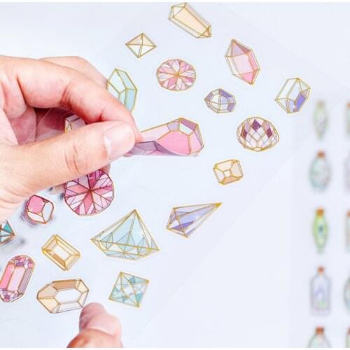 1sheet Bottle Flower Bronzing Sticker Diamond butterfly DIY Scrapbook Sticker Diary Sticky Notes Handbook Decoration Stickers