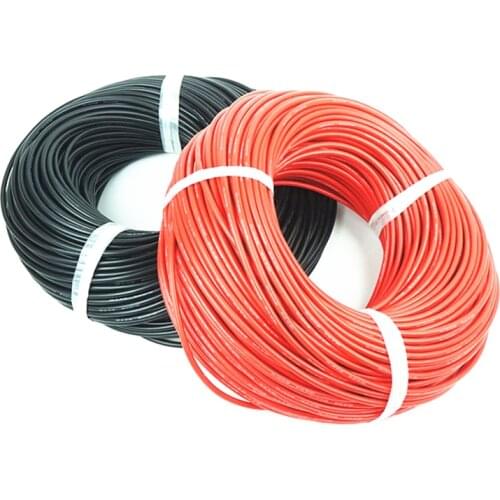 1meter Red+1meter Black Silicon Wire 8AWG 10AWG12AWG 14AWG 16AWG 22AWG 24AWG 26AWG Heatproof Soft Silicone Silica Gel Wire Cable