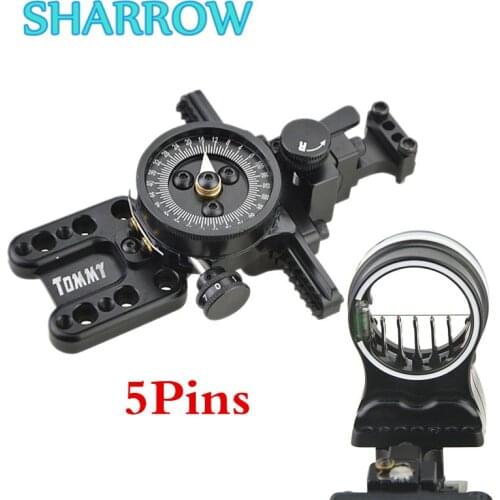 1Pc Archery 5 Pin Sight Wrapped Compound Bow Sight Micro Adjustable Pointer Lens RH For Bow Outdoor Hunting Shooting Accessories