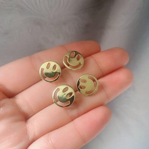 10 Pairs, Minimalist Gold jewelry Cute smile face Stud Earrings Fashion mini face Ear Studs For Women lady Good mood every day