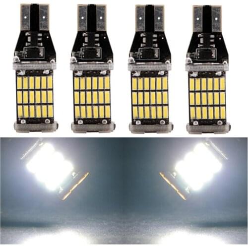 10Pcs Car LED T15 W16W 920 921 912 Canbus Auto Reverse Lights No Error Backup Parking Lamp Bulbs 4014 45SMD White12V