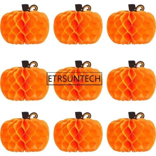 100pcs Halloween Pumpkin Pendant Honeycomb Ball Pumpkin Paper Honeycomb Ball Festival Decoration Pendant