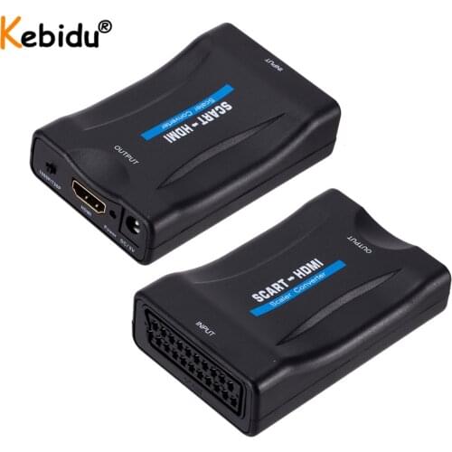 1080P Output SCART To HDMI-compatible Converter Scart Input Video Audio Upscale Signal Adapter Converters for Sky Box DVD STB