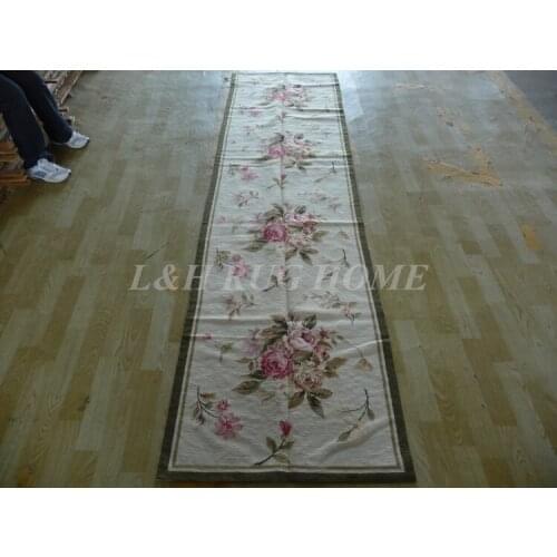 Free shipping 2.5'x10' Runner Handmade Floral English Garden Wool Needlepoint Rug