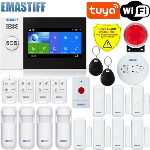 Tuya Wireless Home WIFI GSM Security System 433MHz Kits With Motion Sensor RFID IP Camera Burglar System