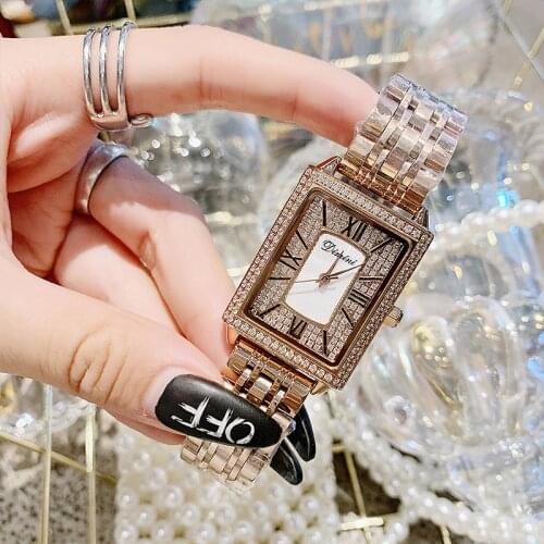 Watch for Women Luxury Simple New Square Full Diamond Watch Female Waterproof Temperament Quartz Watch Ladies Bracelet Watch