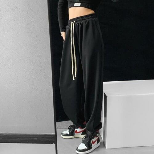 HOUZHOU Black Sweatpants Summer Oversize Korean Fashion Gray Joggers Women Baggy Harem Pants High Waist Casual Trousers Femme