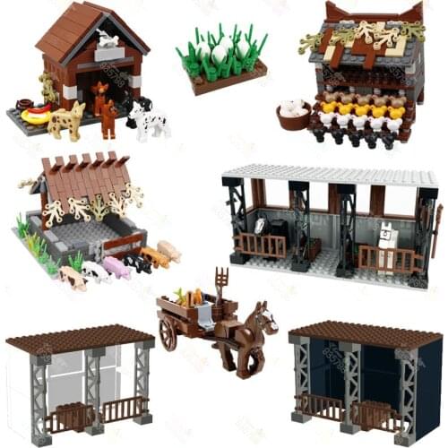 Creator City Farm Animals Set Pigpen Doghouse Henhouse Horse Stable Building Blocks Countryside City Bricks Models Toys For Kids