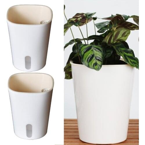 2 Pack 7'' H Modern Self Watering Plastic Flowers Pots For African Violet Orchid