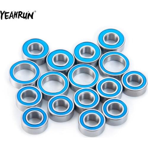 YEAHRUN 16pcs Complete Bearings Kit Chrome Steel Rubber Sealed Ball Bearing For Tamiya TT-02 RC Car Upgrade Parts