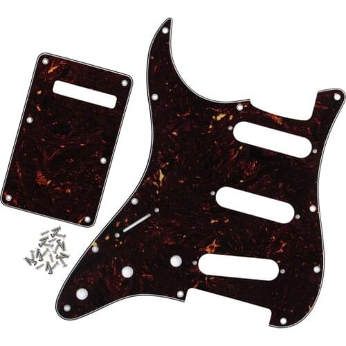 Brown Tortoise Shell 4Ply Left Handed Pickguard SSS 11Holes with Back Plate for FD ST Guitar