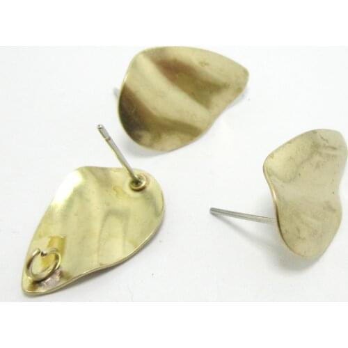 Brass earrings brass stud earring 19.5x13mm raw brass wavy drop earring finding -6pcs RE004