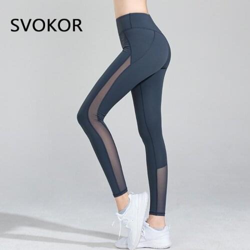 SVOKOR Mesh Transparent Leggings Women High Waist Sport Gym Legging Push Up Sexy Fitness Female Pants Workout Breathable
