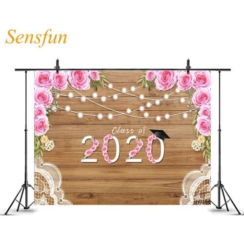 LEVOO Photographic Backdrop Class 2020 Graduation Flowers Wooden Photography Background Photocall Photo Studio Shoot Props