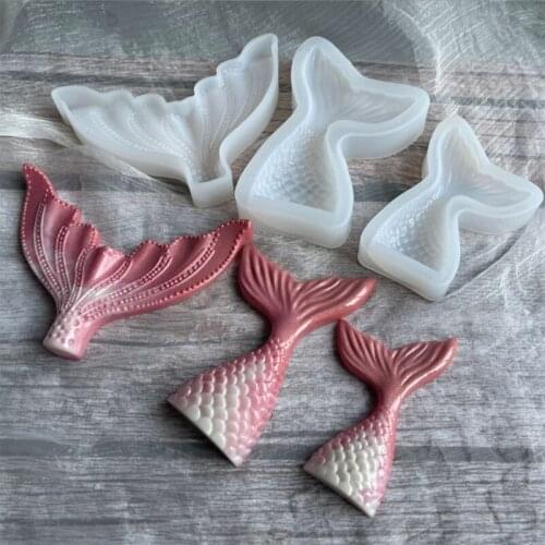 Crystal Epoxy Mold Mer-maid Fish Tail Set Fondant Baking Tool Gypsum Resin Candle Soap Clay Cake Decoration Mold
