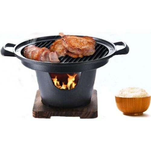 Mini BBQ Grill Japanese Alcohol Stove Home Smokeless Barbecue Grill Outdoor BBQ Plate Roasting Meat Tools