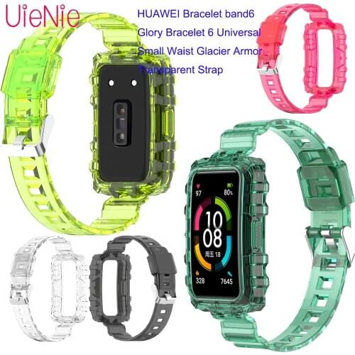 Small Waist Glacier Armor Transparent Strap For HUAWEI Bracelet Band 6/Glory Bracelet 6 Wristband Sport Belt Watch Accessories