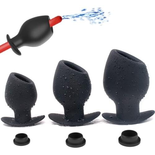 Huge Silicone Hollow Anal Butt Plug Prostate Massage Anal Speculum SM Enema Catheter Sex Toys For men women Vaginal Anal Dilator