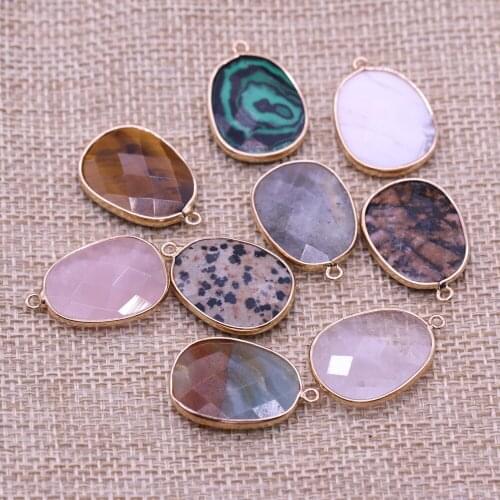 2pcs Natural Stone Egg Shape Charms Flash Labradorite Rose Quartzs Pendants for Earring Necklace Bracelet Jewelry Making 18x25mm