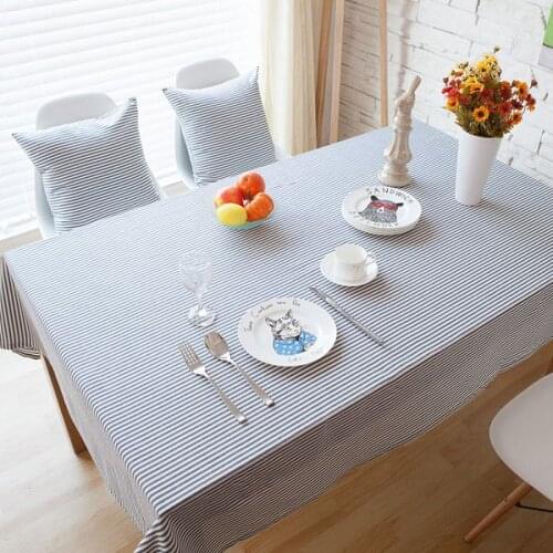 Striped Linen Cotton Table Cloth Japan Korean Style Multifunctional Rectangle Table Cover Tablecloth Nappe toalha de mesa ZB-51