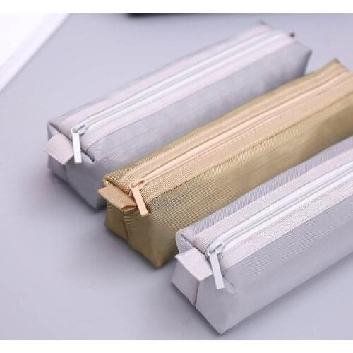 Simple Transparent Mesh Pencil Case Office Student Pencil Cases Nylon School Learning Supplies Pen Box Student Gift