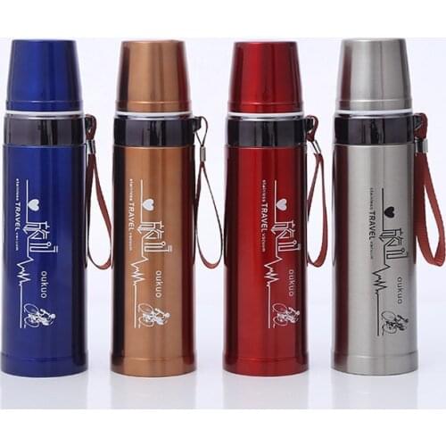 Bullet stainless steel vacuum flask Large-capacity childrens drinking cup Portable outdoor simple rope cup Custom supply 750ML