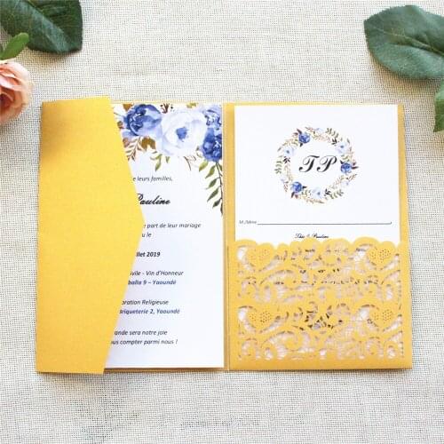 Luxury Shimmer Wedding Invitation Set Customized Insert Cards Printing Multi Colors 50 Sets