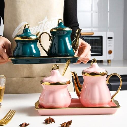 Nordic Phnom Penh dressing can set ceramic kitchen home flavoring can vinegar pot two sets of salt can sugar cans consortage box