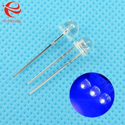 5mm Blue Straw Hat Light LED Emitting Diode Ultra Bright Lamp Bead Plug-in DIY Kit Practice Wide Angle 5 mm 100 pcs/lot