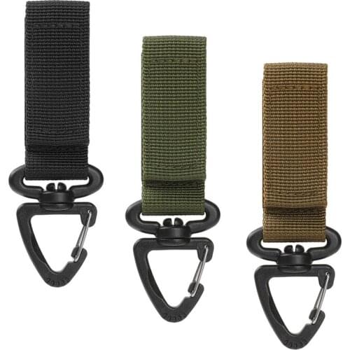 Outdoor Camping Hiking Molle Tactical Nylon Ribbon Knapsack Key Chain Triangle Backpack Waist Bag Fastener Hook Buckle EDC Gear