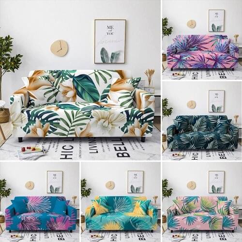 Tropical Leaf Sofa Cover Plant Elastic Couch Cover for Living Room Armchair Furniture Protector Sofa Towel 1/2/3/4 Seaters