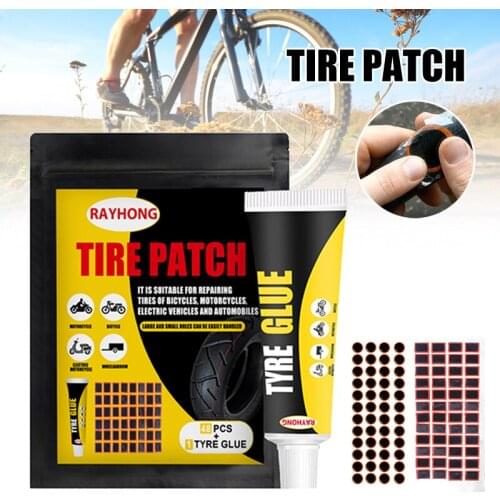 Inner Tire Patch Set of 48 Small Bike Glued Tire Repairing Stickers with Glue Portable Bicycle Repair Accessories MC889