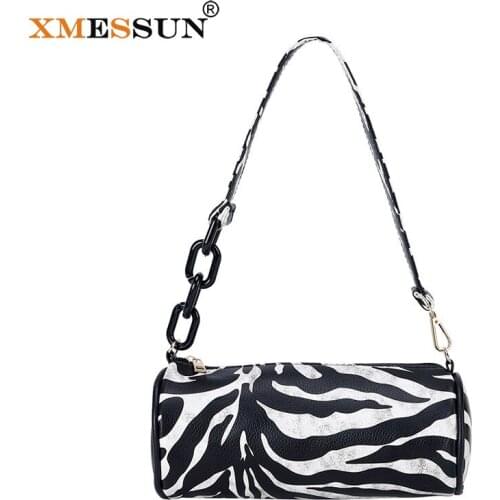 XMESSUN New Casual Leopard Shoulder Bags Designer Fashion Acrylic Chain Shoulder Messenger Bag Female Shopping Travel Bags K264