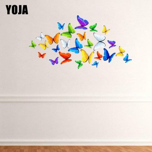 YOJA 50×50.9CM Color Butterfly Swarm Fashion Home Wall Stickers Creative Kids Room Decoration 8WS0162