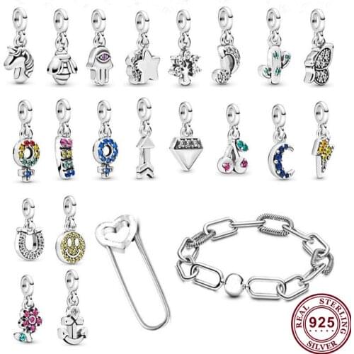 New 925 Silver Pan Bracelet Me Series Round Head Chain Clasp Pin Tie Pan Bracelet Fit European Charm Bracelets Women Jewelry