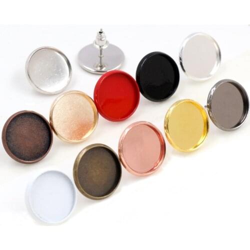 14mm 16mm 18mm 20mm 20pcs 11 Colors Plated Stainless Steel Earring Studs,Earrings Blank/Base,earring setting;Earring Bezels