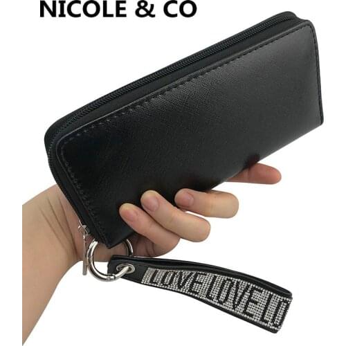 NICOLE & CO 2021 Original New Women Key Wallet PVC Card&ID Holder Money Clip Fashion Zipper Coin Purse Handbag Clutch Phone Bags