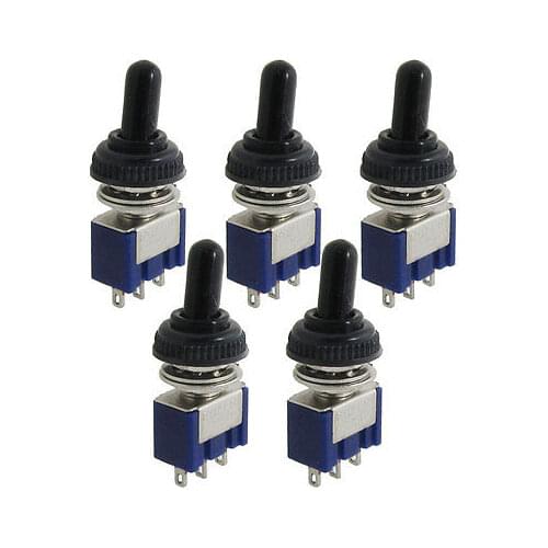 5 Pcs 125V 6A ON/OFF/ON 3 Position SPDT Toggle Switch w Waterproof Cover Cap