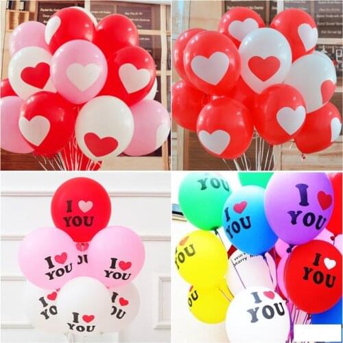 5pcs Latex Balloons Hearts Round Shape I LOVE YOU Balloons Wedding Birthday Party Decoration Home Decor Festival Party Suppliers